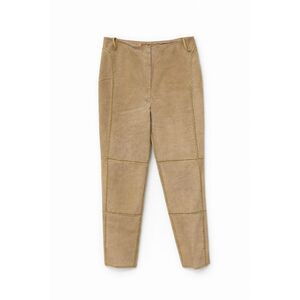 Vintage Suede Essentials‎ Leather Pants M Tan Patchwork Trim Boho Festival 70s